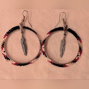 Hand beaded hoop earrings